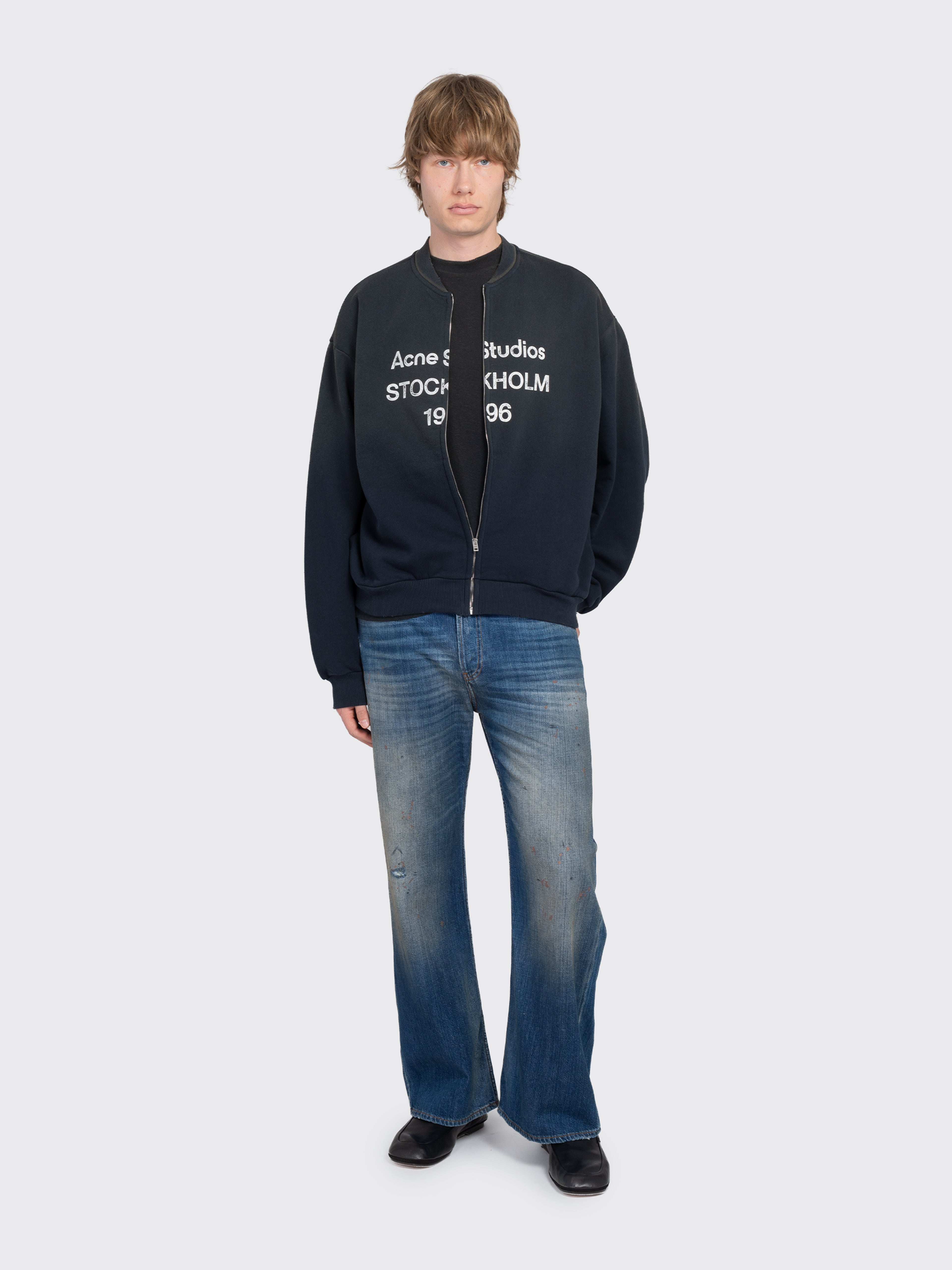 Washed Zip-Up Cardigan