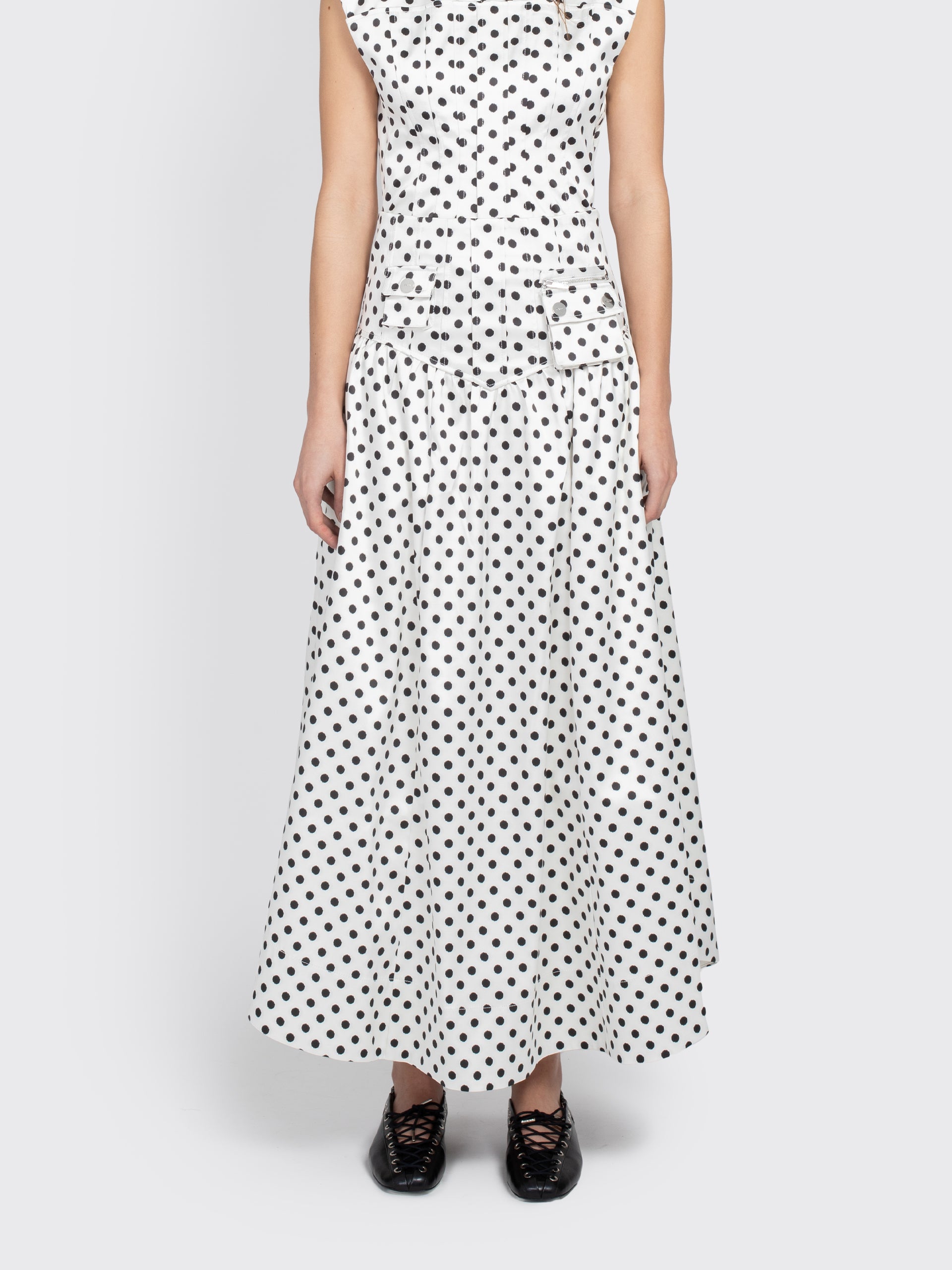 Printed Double Satin Long Pocket Skirt | Rooney