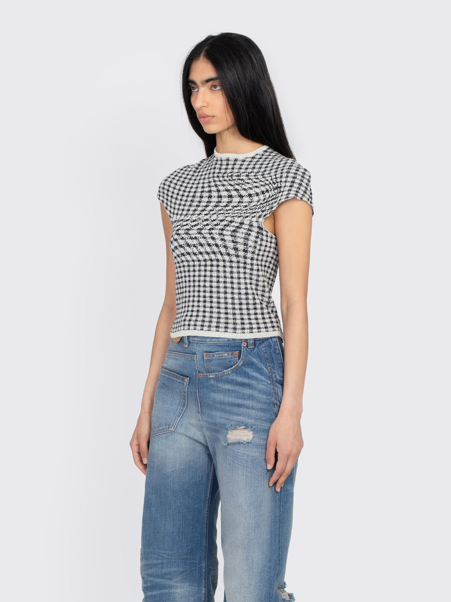 MM6 Checked Knitted T-Shirt