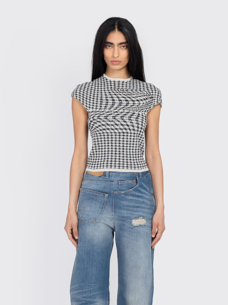 MM6 Checked Knitted T-Shirt