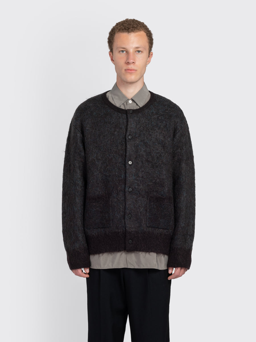 Kid Mohair Mix Jacquard Knit Cardigan