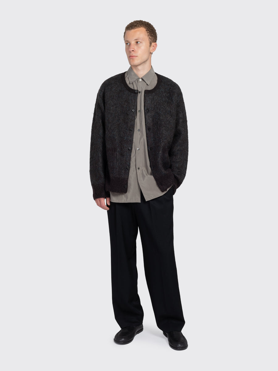 Kid Mohair Mix Jacquard Knit Cardigan