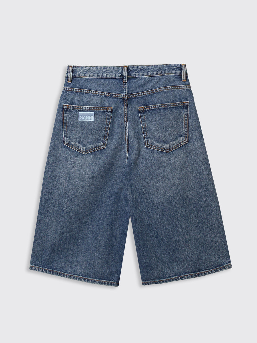 Vintage Washed Denim Wide Shorts