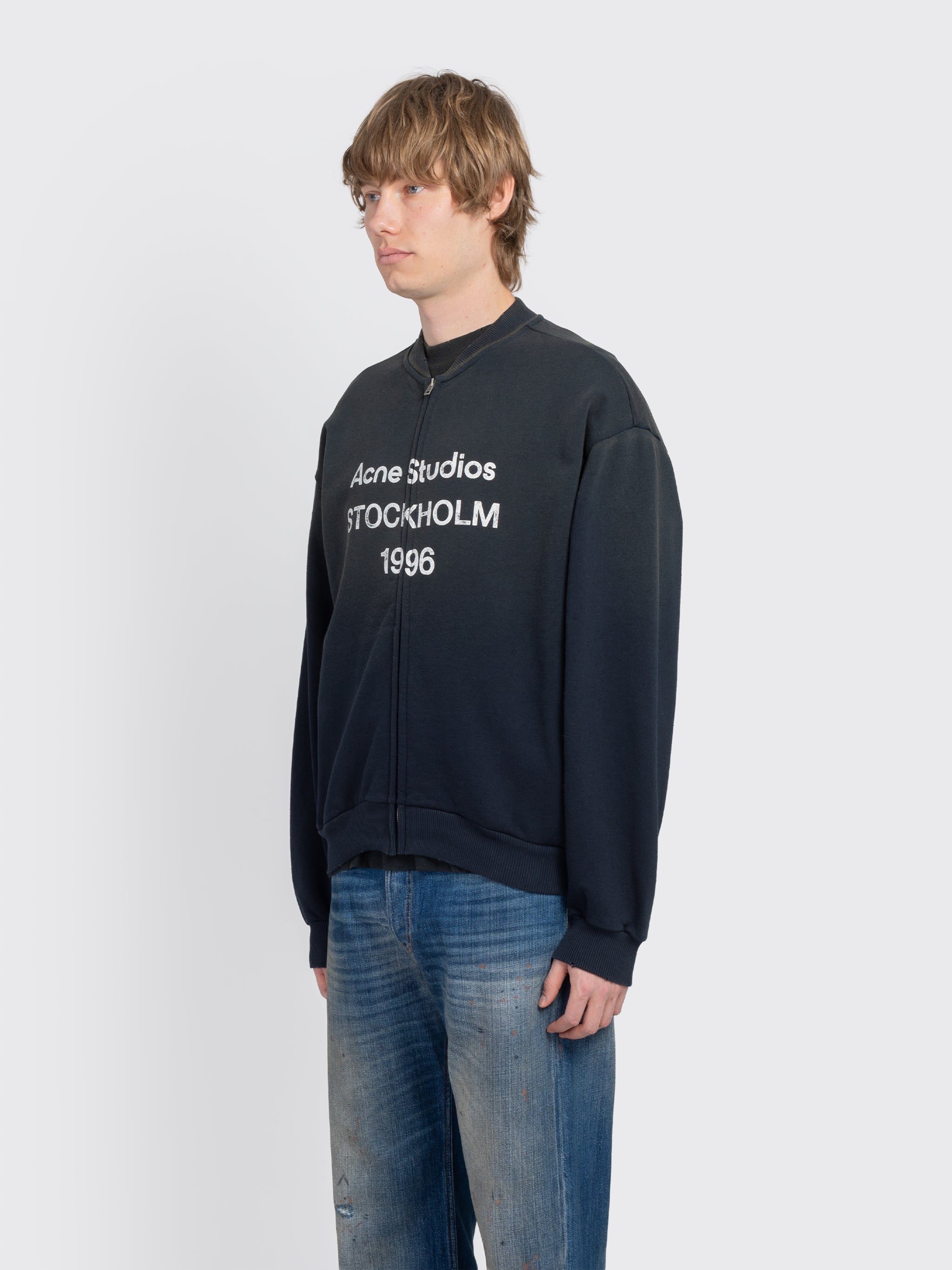 Washed Zip-Up Cardigan