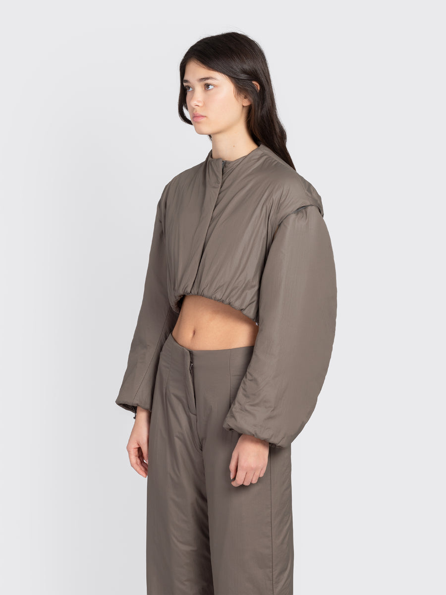 Padded Nylon Crop Jumper