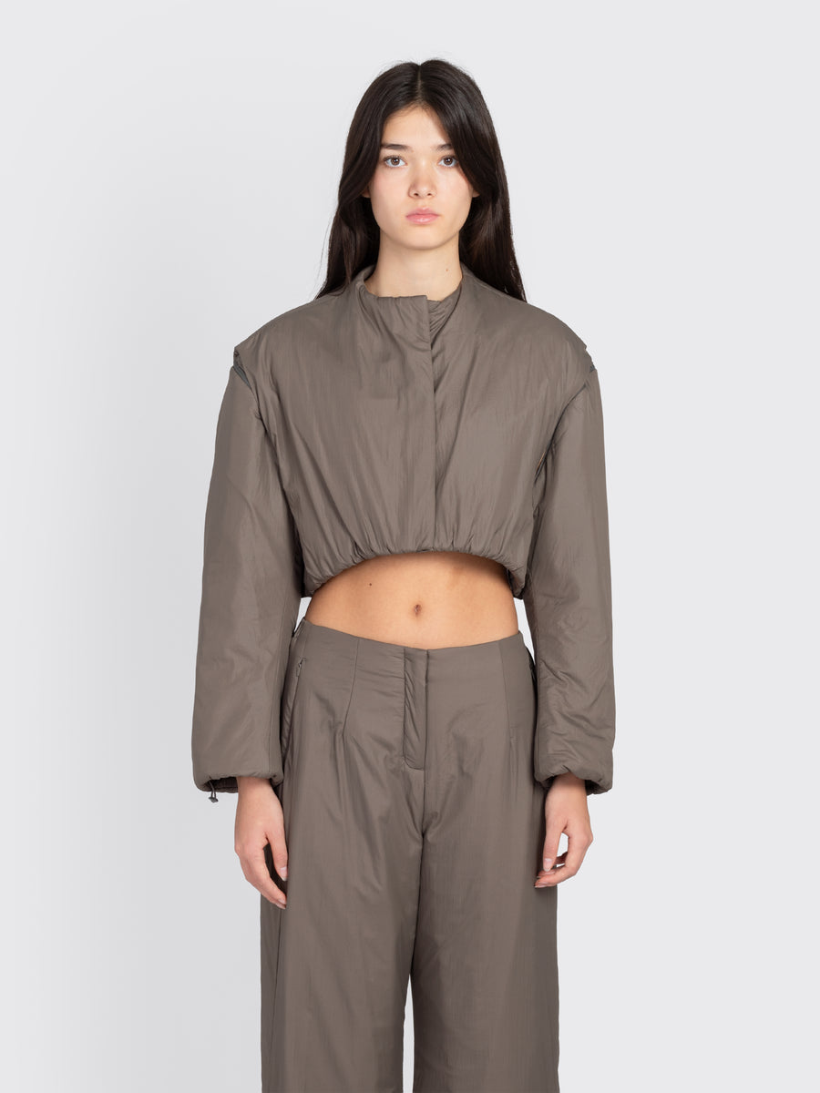 Padded Nylon Crop Jumper