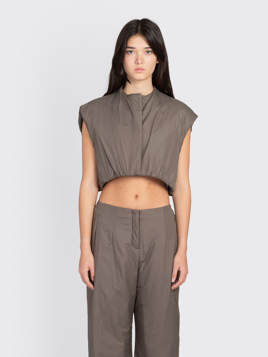 Padded Nylon Crop Jumper
