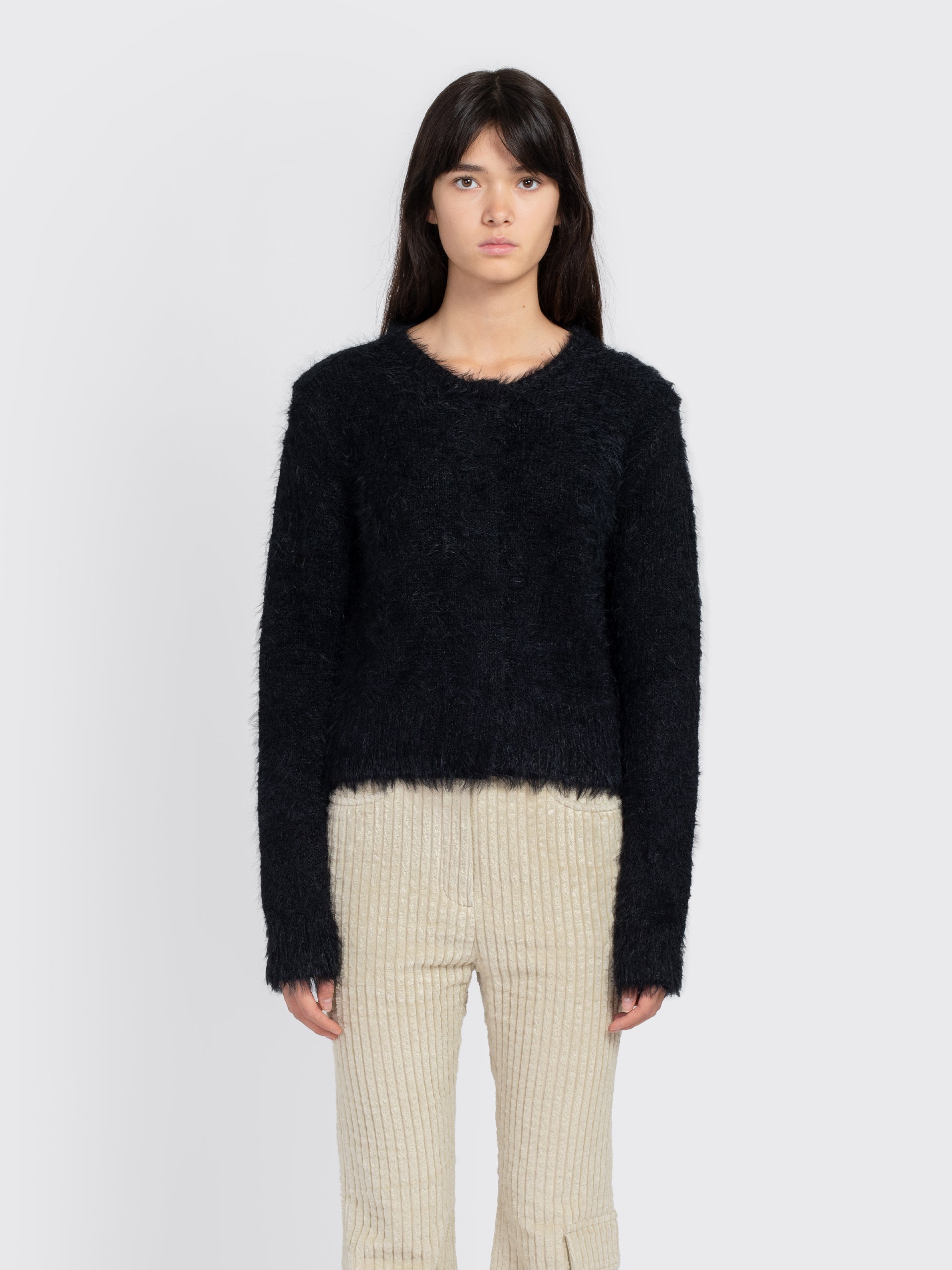 Shaggy cropped cardigan hotsell