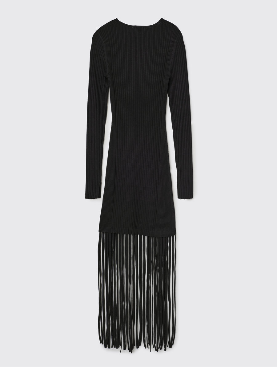 Melange Knit Fringe Mini Dress