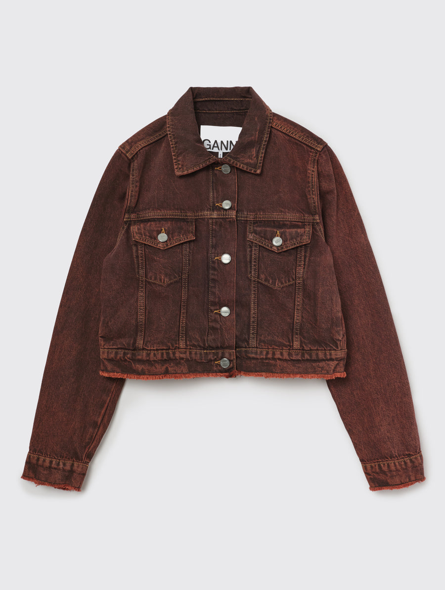 GANNI-OverdyedBleachDenimCroppedJacke