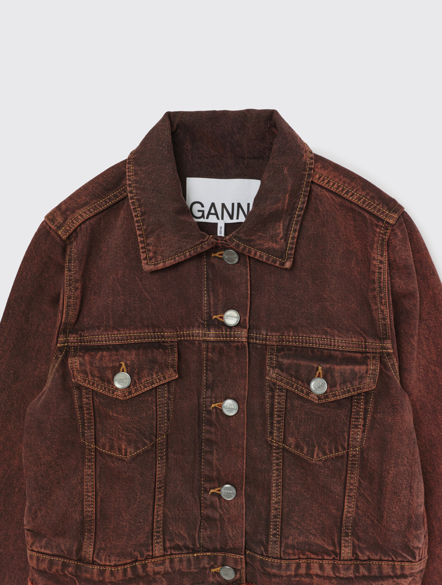 GANNI-OverdyedBleachDenimCroppedJacke