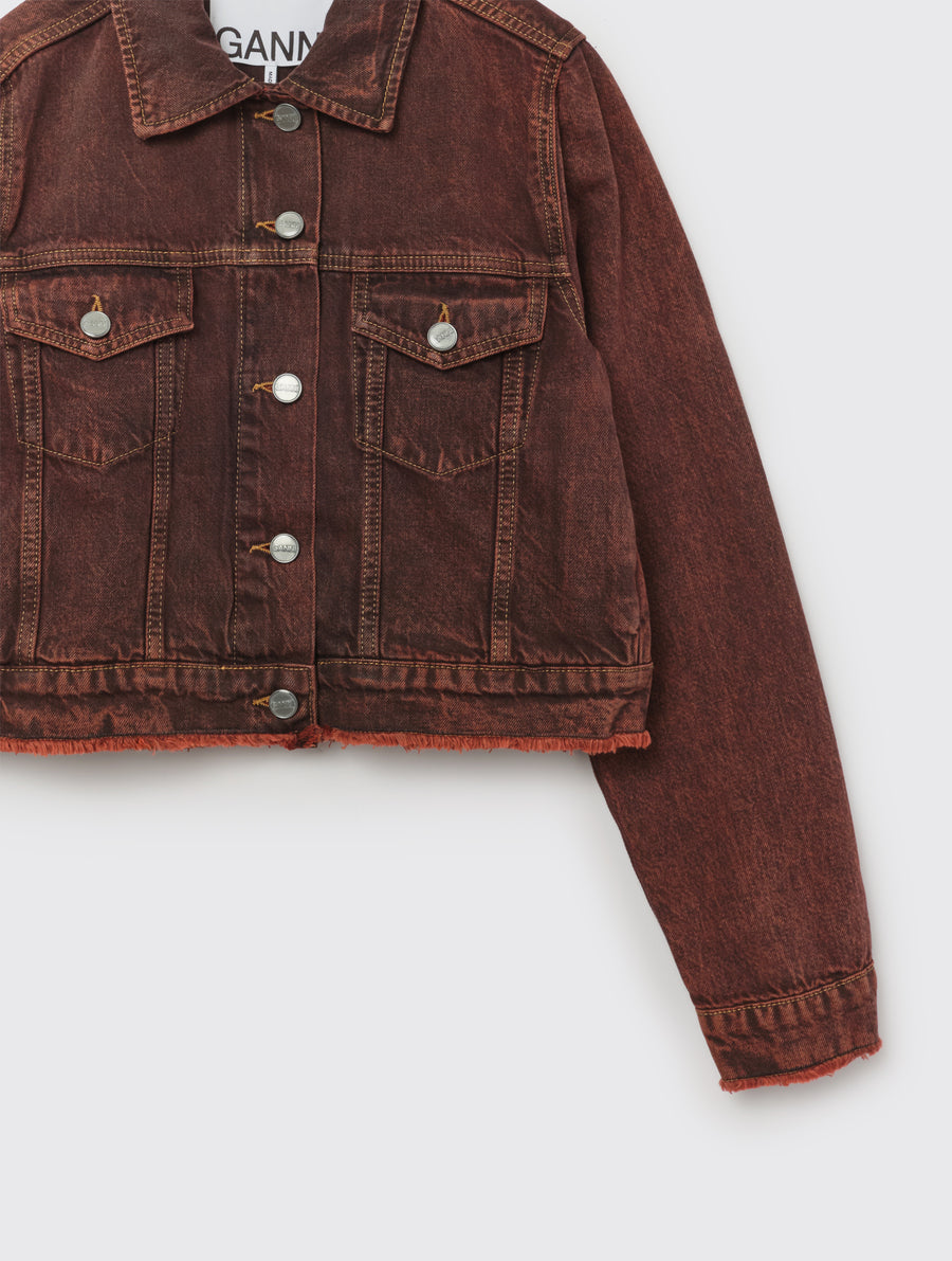GANNI-OverdyedBleachDenimCroppedJacke