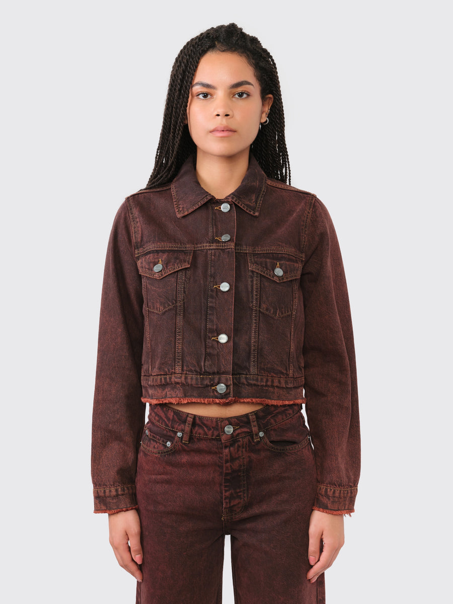 Overdyed Bleach Denim Cropped Jacket
