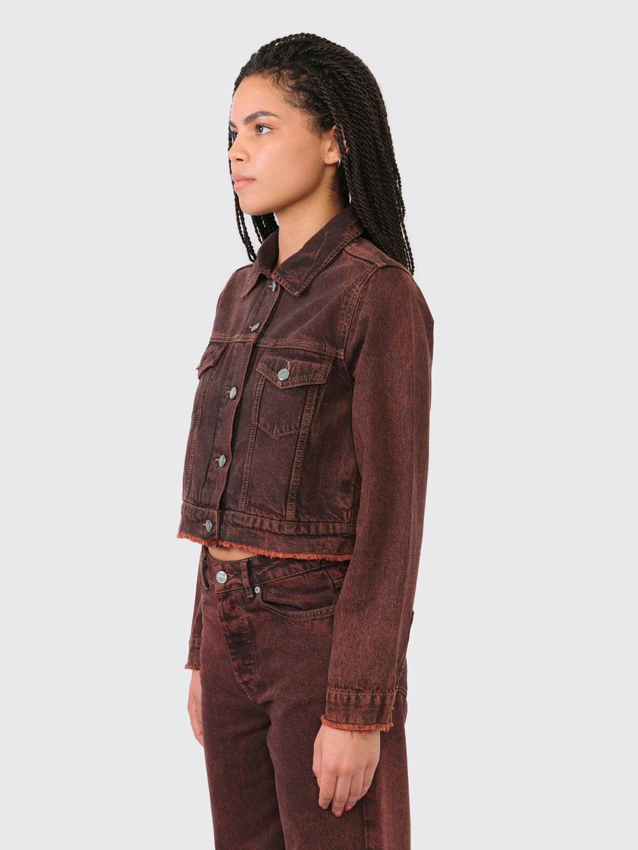 Overdyed Bleach Denim Cropped Jacket