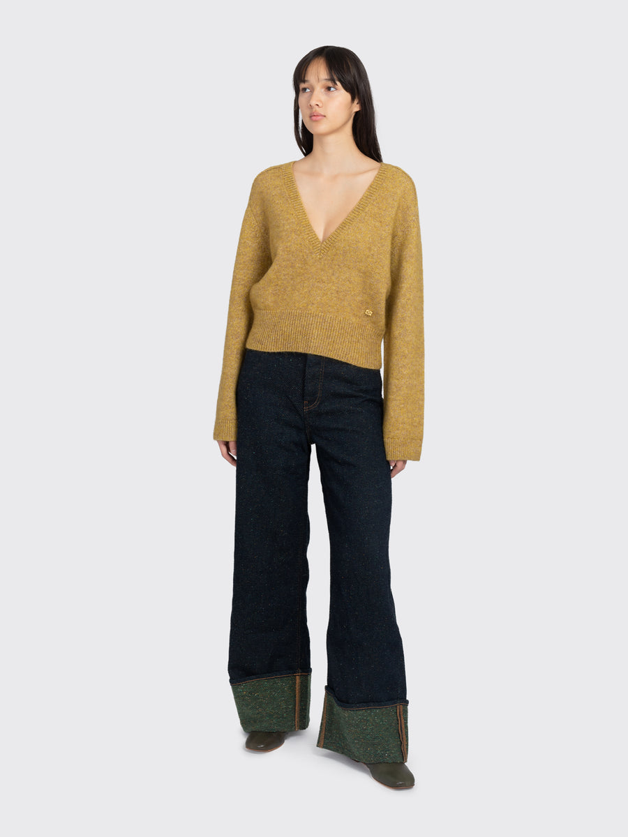 Brushed Mohair Deep V-neck