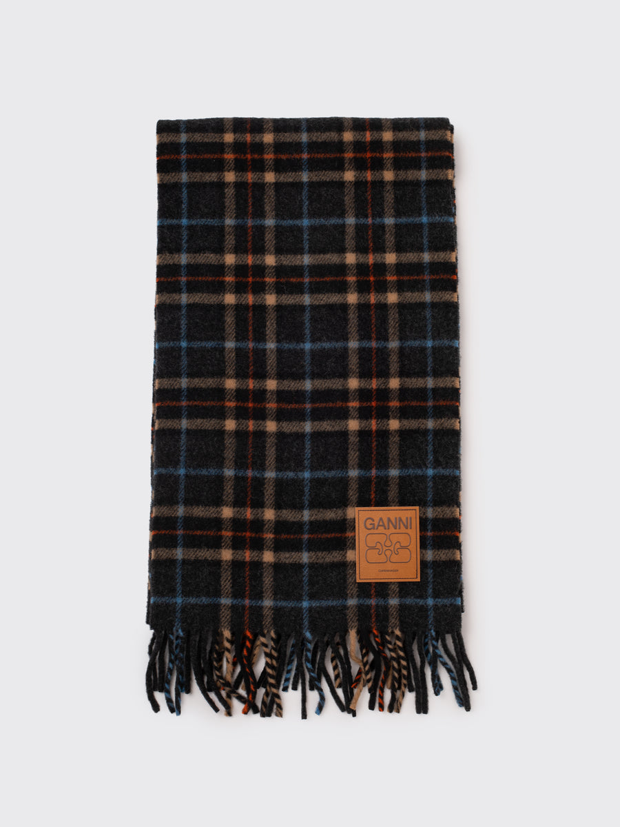 Double Face Wool Check Scarf