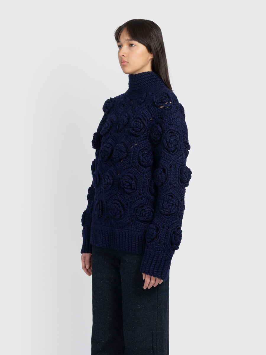Flower Crochet Wool Sweater
