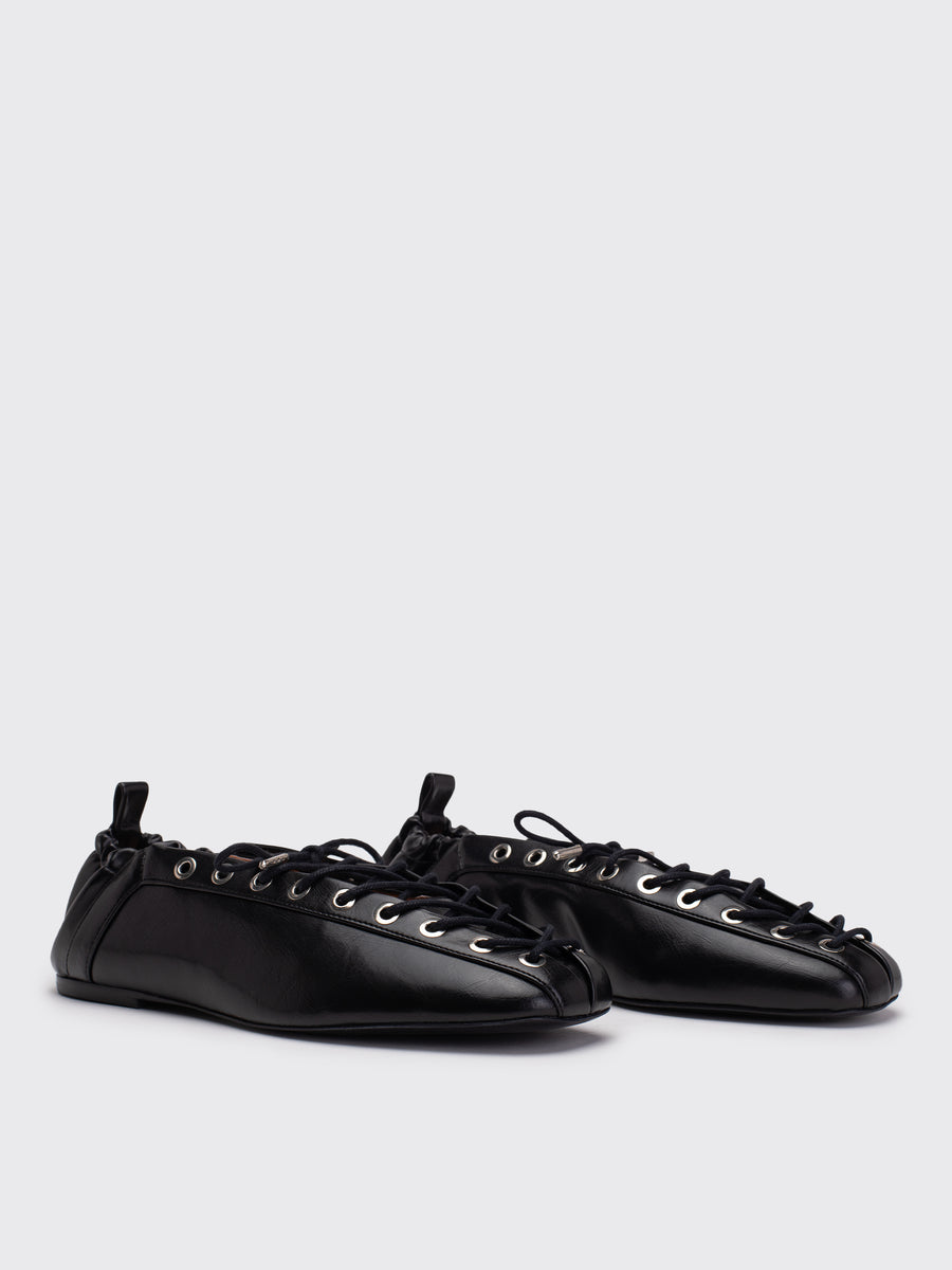 Eyelets Lace Up Ballerina