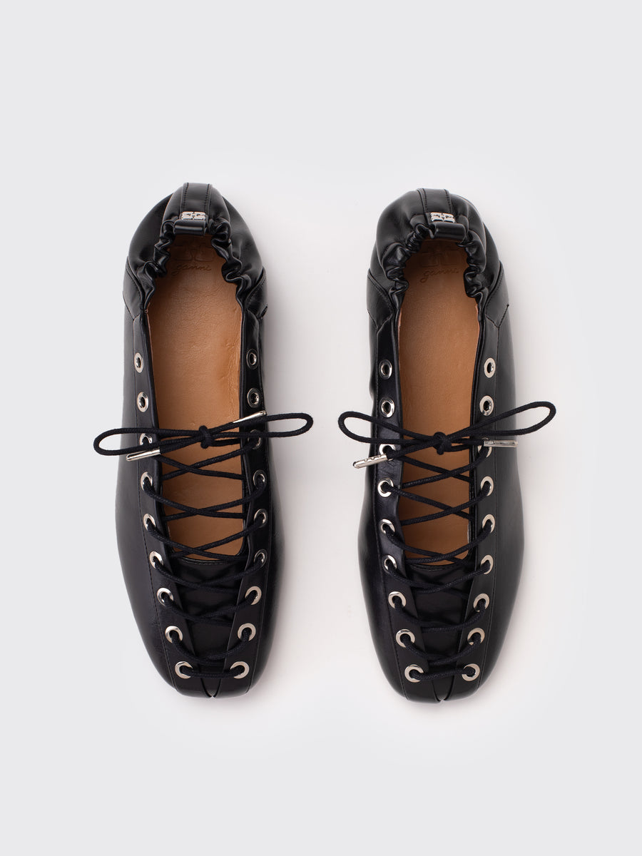 Eyelets Lace Up Ballerina