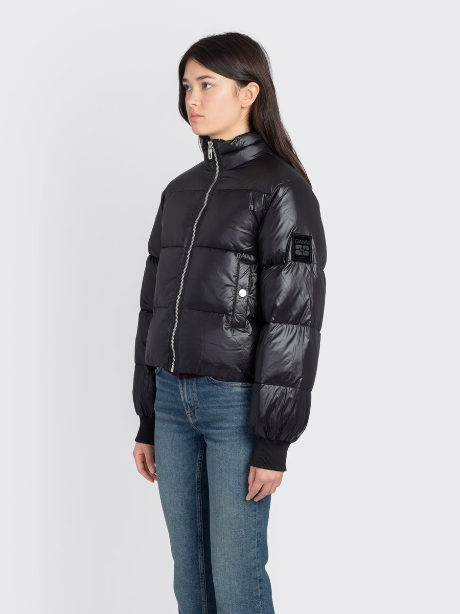Shiny Nylon Short Puffer Jacket