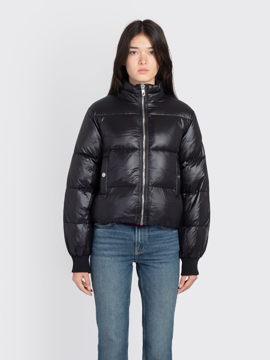 Shiny Nylon Short Puffer Jacket