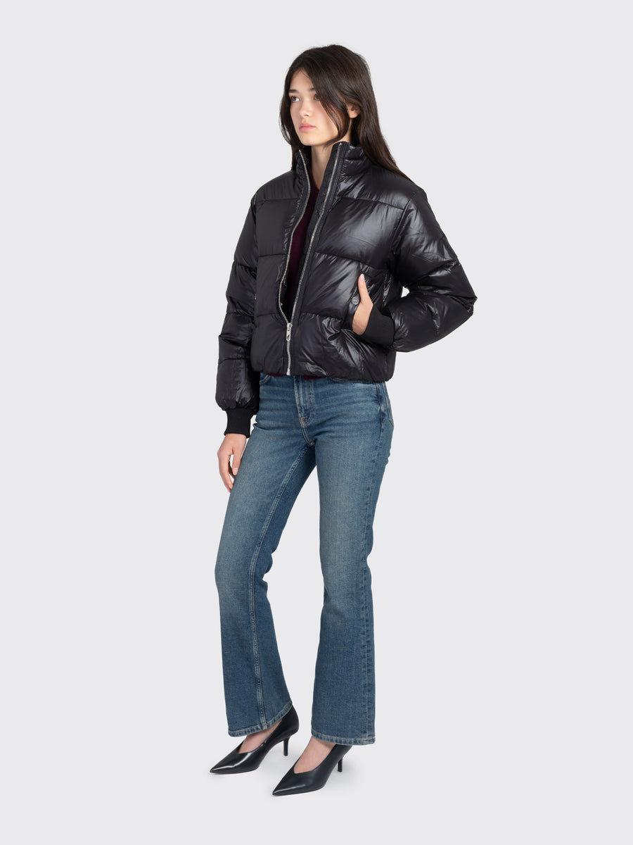 Shiny Nylon Short Puffer Jacket