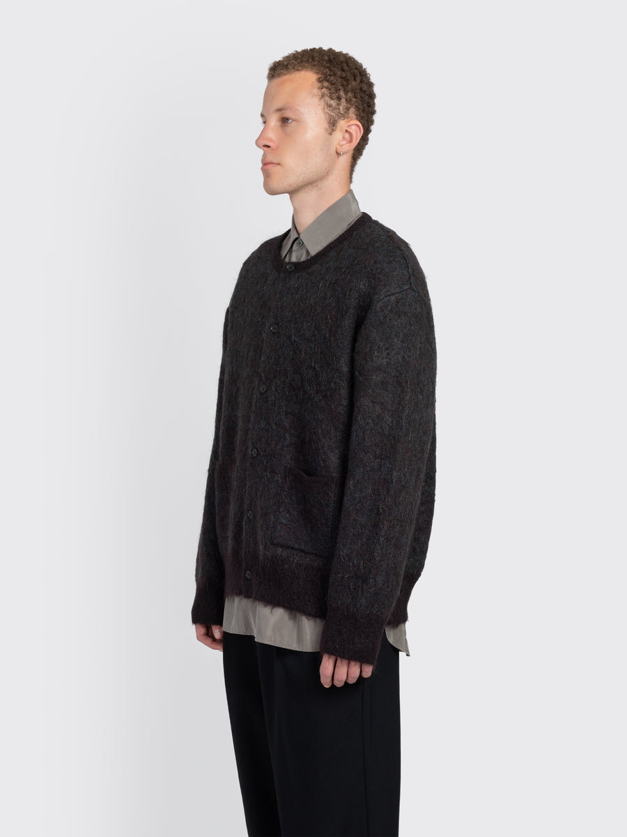 Kid Mohair Mix Jacquard Knit Cardigan