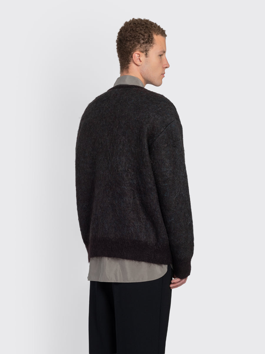 Kid Mohair Mix Jacquard Knit Cardigan