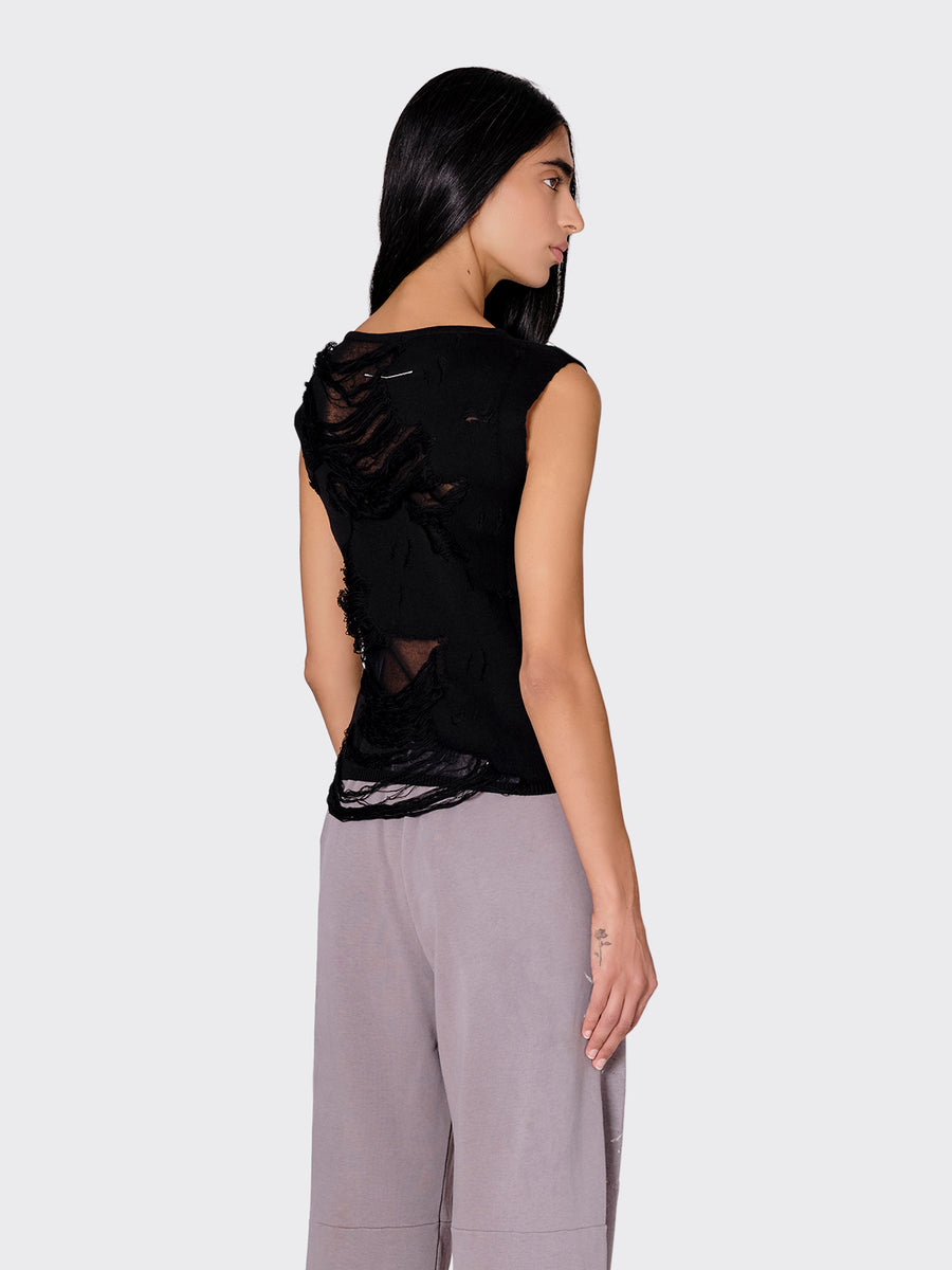 MM6 Sleeveless Distressed Top