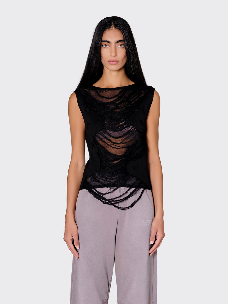 MM6 Sleeveless Distressed Top