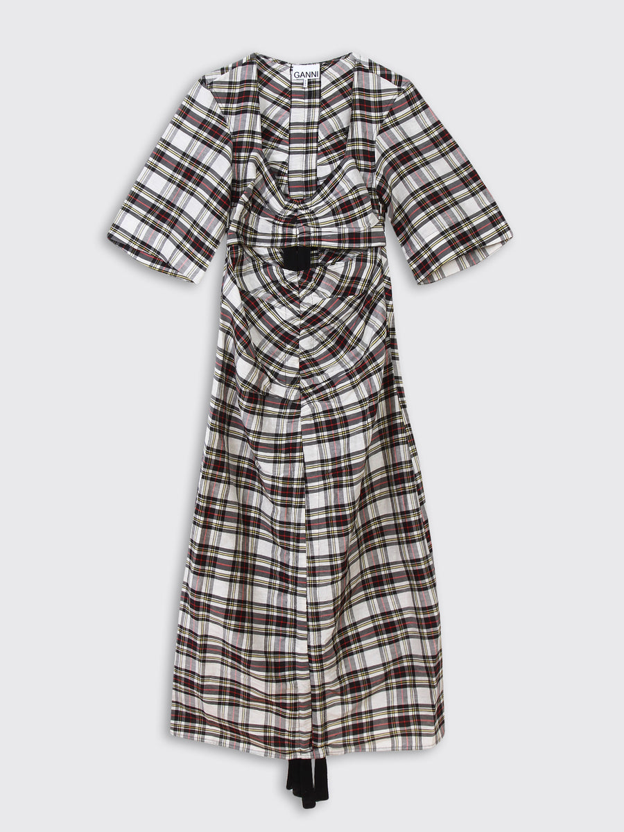 Silk Check Cut Out Dress