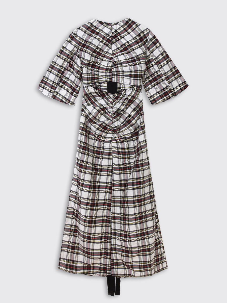 Silk Check Cut Out Dress