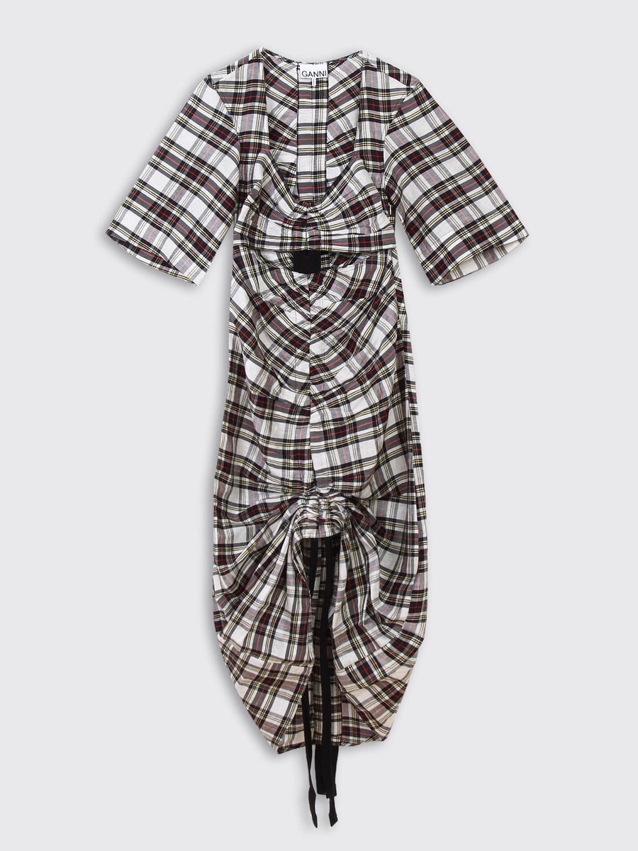 Silk Check Cut Out Dress