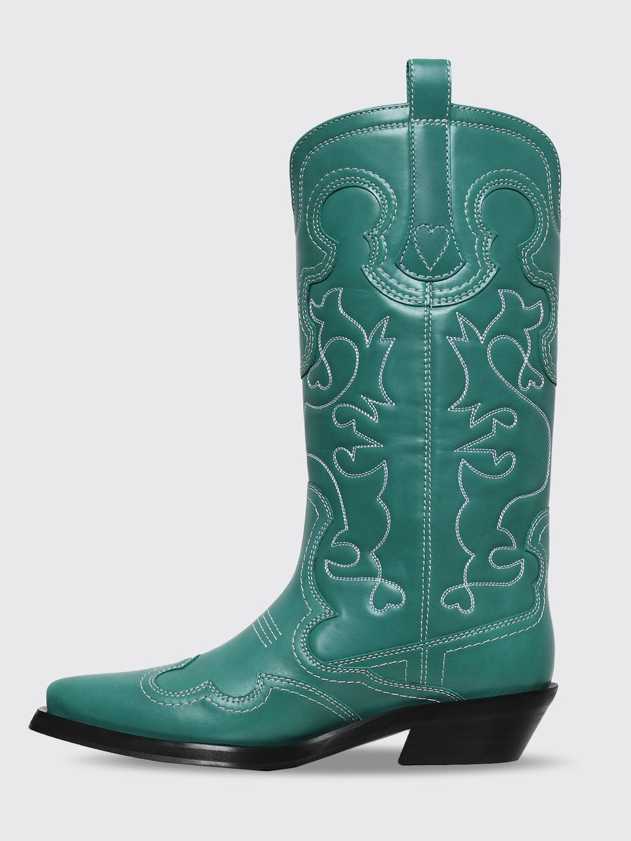 Mid Shaft Embroidered Western Boot