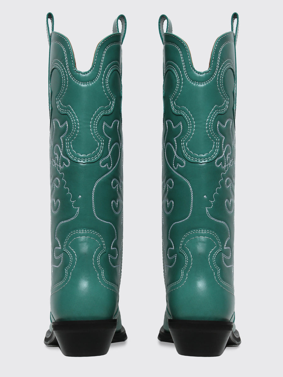 Mid Shaft Embroidered Western Boot
