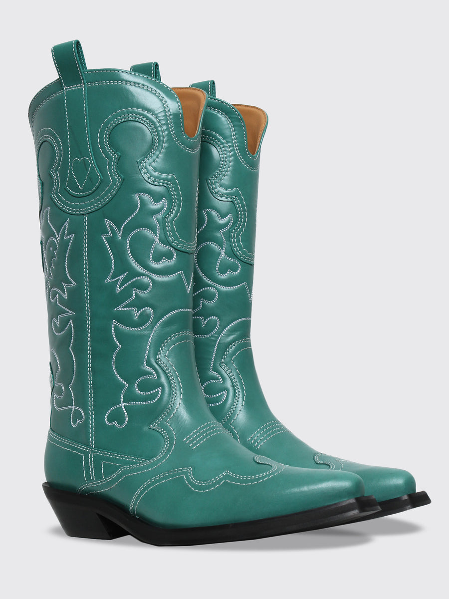 Mid Shaft Embroidered Western Boot