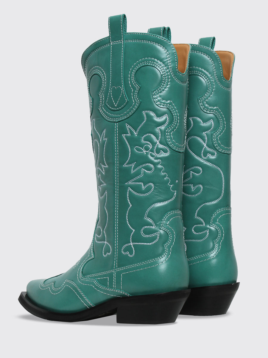Mid Shaft Embroidered Western Boot